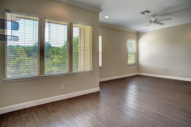 159 Alele Dr, Bastrop, TX 78602 - unfurnished room featuring ornamental molding, ceiling fan, wood finished floors, and recessed lighting
