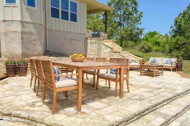 159 Alele Dr, Bastrop, TX 78602 - view of patio / terrace with outdoor lounge area and outdoor dining space