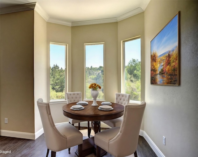 159 Alele Dr, Bastrop, TX 78602 - dining space with ornamental molding and dark wood-type flooring