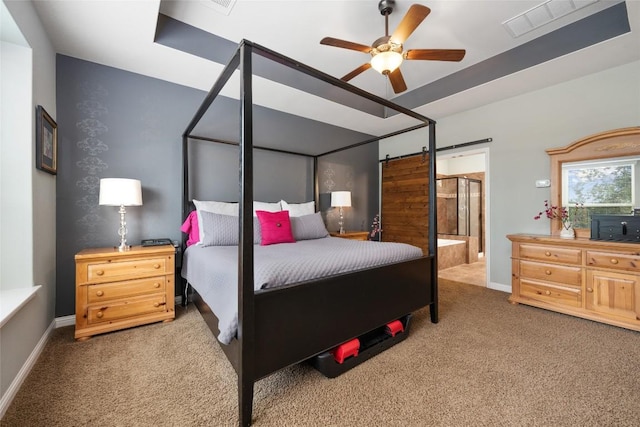 109 Lombardia Dr, Lakeway, TX 78734 - bedroom featuring carpet, ensuite bath, and ceiling fan