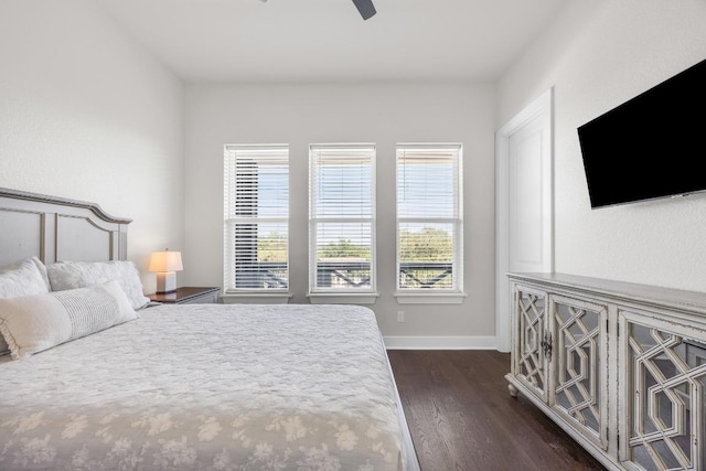 622 Galston Dr, Spicewood, TX 78669 - bedroom featuring dark wood-style flooring and a ceiling fan