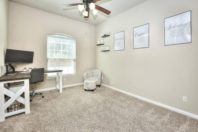 1706 Ambling Trl, Cedar Park, TX 78613 - office area with ceiling fan, carpet, and baseboards