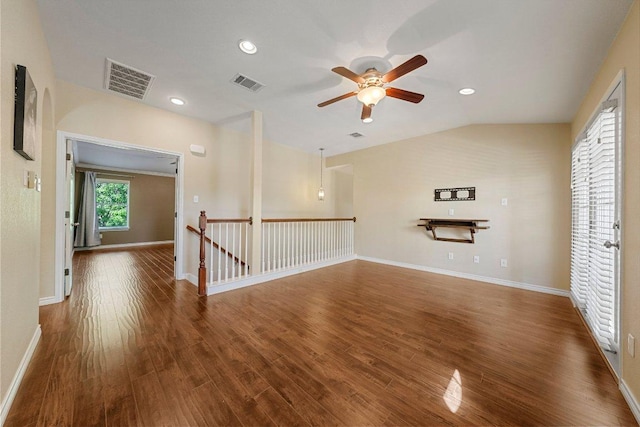 901 Middle Brook Dr, Leander, TX 78641 - interior space with wood finished floors, a ceiling fan, and visible vents
