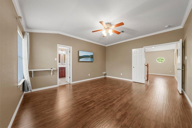 901 Middle Brook Dr, Leander, TX 78641 - unfurnished room featuring a wealth of natural light, a ceiling fan, crown molding, and wood finished floors