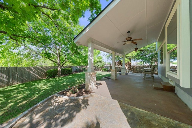 901 Middle Brook Dr, Leander, TX 78641 - view of patio featuring a fenced backyard and ceiling fan