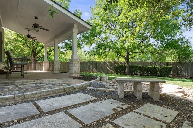 901 Middle Brook Dr, Leander, TX 78641 - view of patio with fence and a ceiling fan