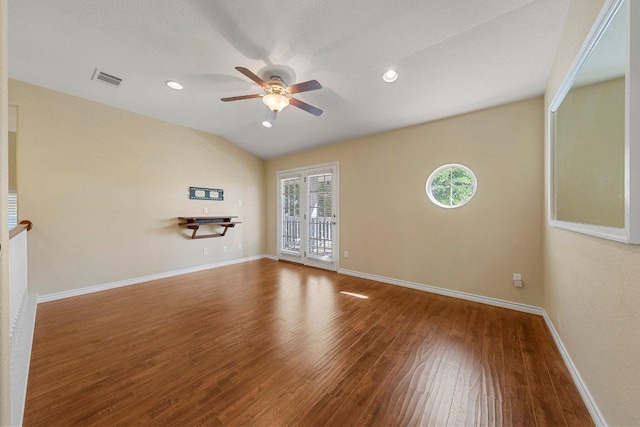 901 Middle Brook Dr, Leander, TX 78641 - unfurnished room with ceiling fan, visible vents, recessed lighting, wood finished floors, and baseboards
