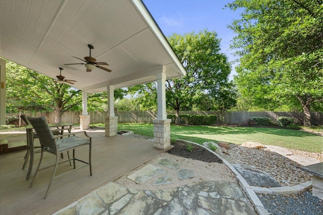901 Middle Brook Dr, Leander, TX 78641 - view of patio featuring a fenced backyard and ceiling fan
