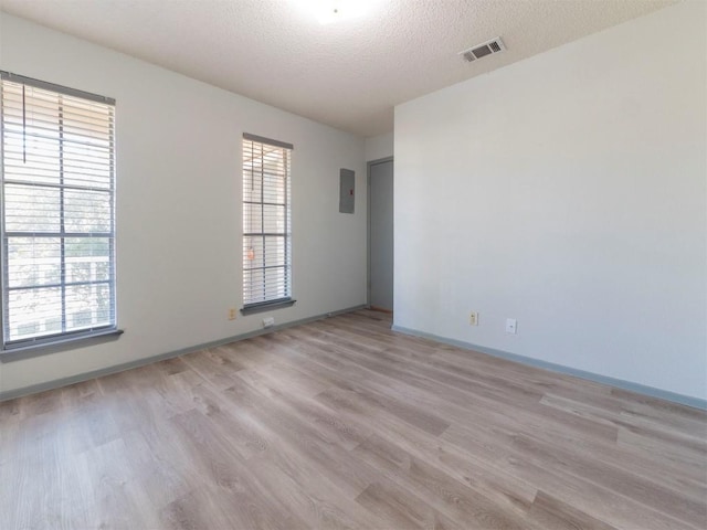9624 Sugar Hill Dr Unit A & B, Austin, TX 78748 - spare room with light wood-style flooring, electric panel, and a textured ceiling