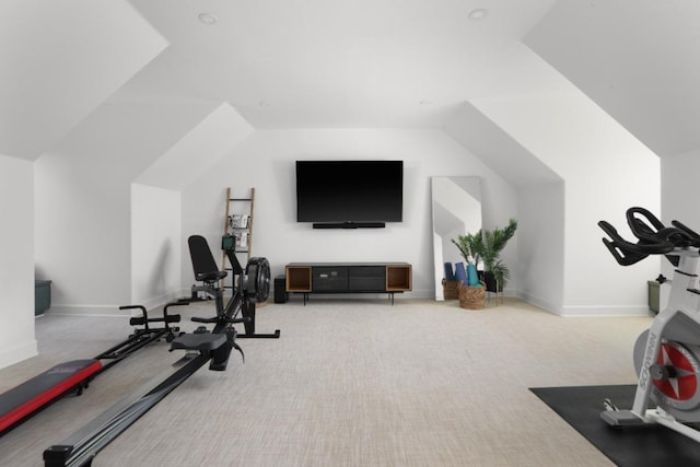 2809 Waterbank Cv, Austin, TX 78746 - exercise area with carpet floors and vaulted ceiling