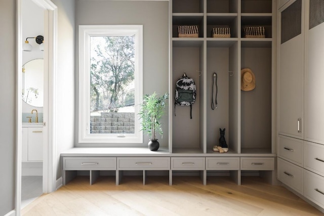 2809 Waterbank Cv, Austin, TX 78746 - mudroom featuring light wood-style flooring and a sink