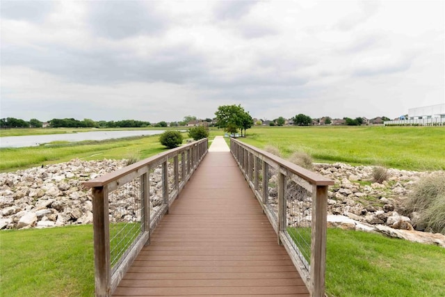 exterior space featuring a water view