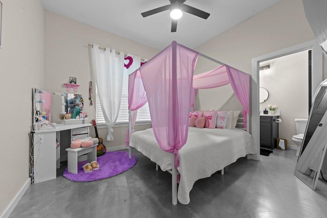7143 Kc Ranch Ct, Temple, TX 76501 - bedroom featuring concrete flooring, baseboards, and a ceiling fan