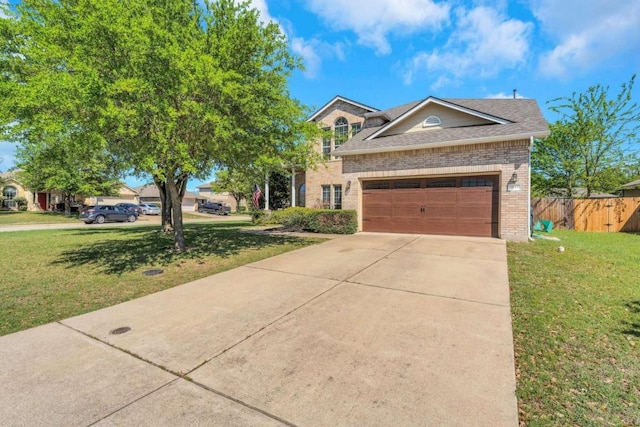 1515 Kothman Dr, Hutto, TX 78634 - traditional-style home with brick siding, concrete driveway, and a garage