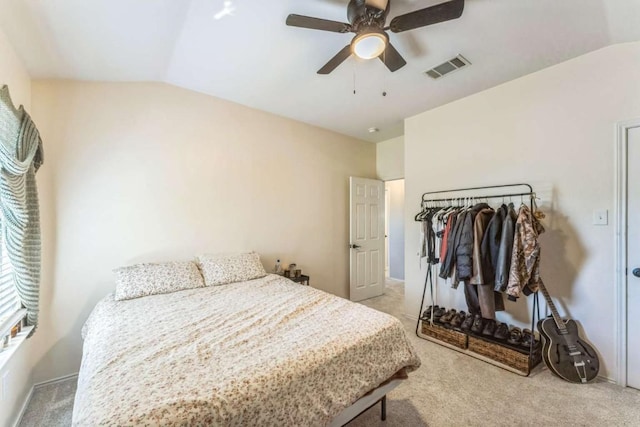 1515 Kothman Dr, Hutto, TX 78634 - bedroom with vaulted ceiling, light colored carpet, ceiling fan, and baseboards