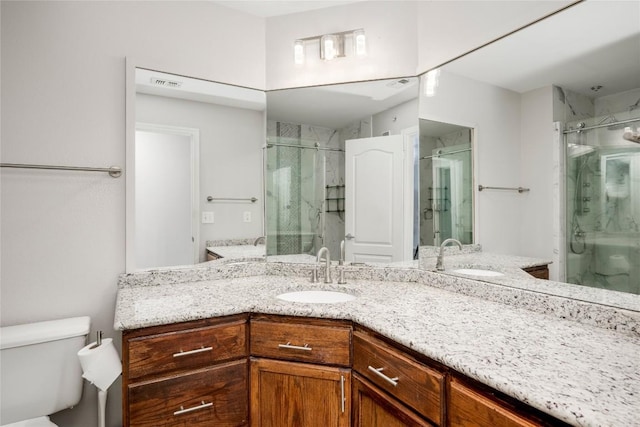 6000 Shepherd Mountain Cv Unit 407, Austin, TX 78730 - full bath with toilet, vanity, and a marble finish shower