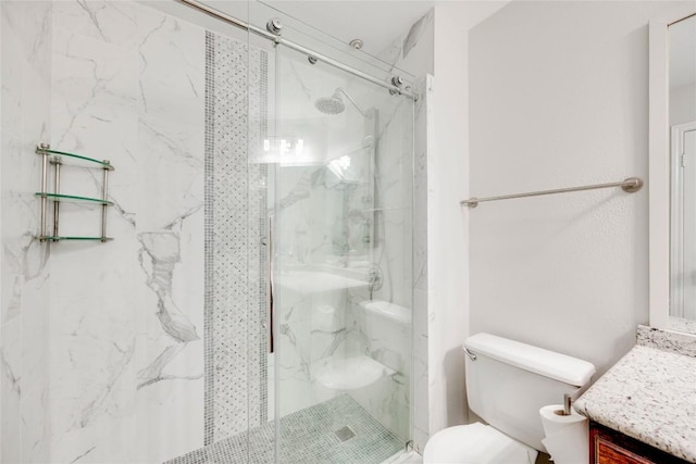 6000 Shepherd Mountain Cv Unit 407, Austin, TX 78730 - bathroom with toilet, a marble finish shower, and vanity