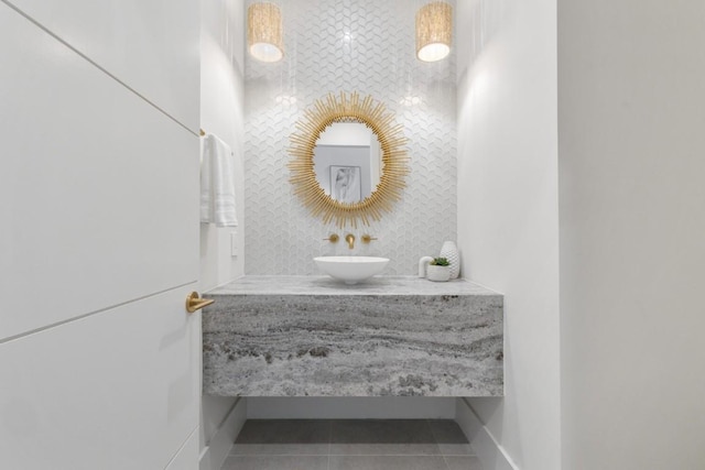 4800 Mondonedo Cv, Austin, TX 78738 - bathroom with a sink and tile patterned floors