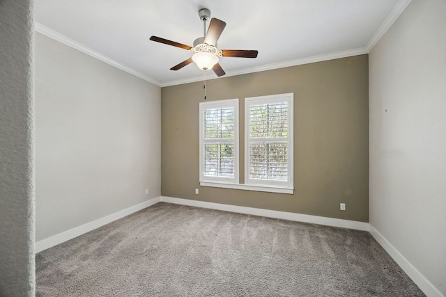 5200 Patagonia Pass, Austin, TX 78738 - spare room with ornamental molding, carpet, a ceiling fan, and baseboards
