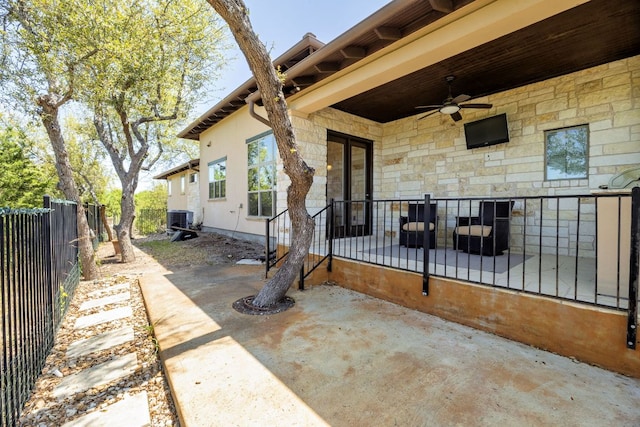 5200 Patagonia Pass, Austin, TX 78738 - view of patio / terrace featuring a ceiling fan and central air condition unit