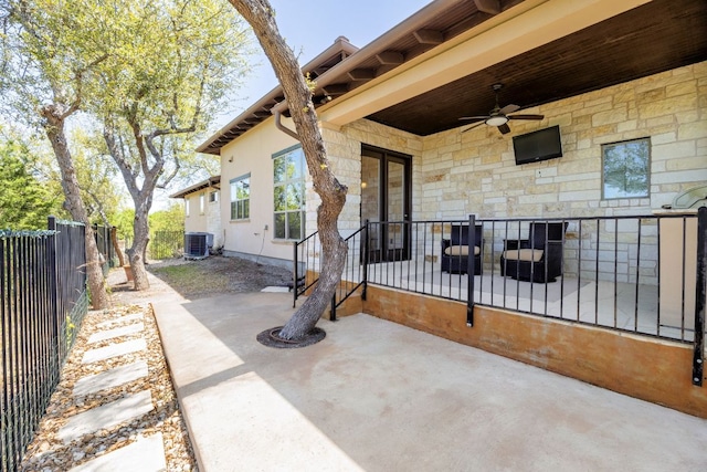5200 Patagonia Pass, Austin, TX 78738 - view of patio / terrace with a ceiling fan and central AC unit