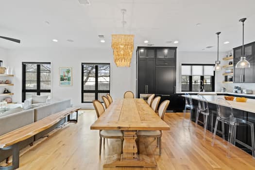 802 Pressler St, Austin, TX 78703 - dining area with recessed lighting and light wood finished floors
