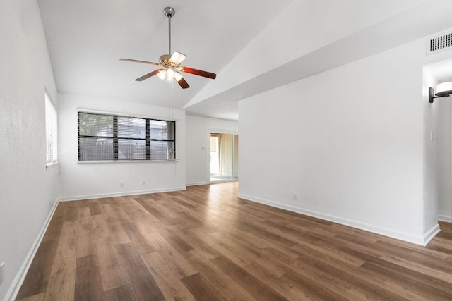 8902 Trone Cir Unit A, Austin, TX 78758 - unfurnished room featuring a ceiling fan, wood finished floors, and high vaulted ceiling