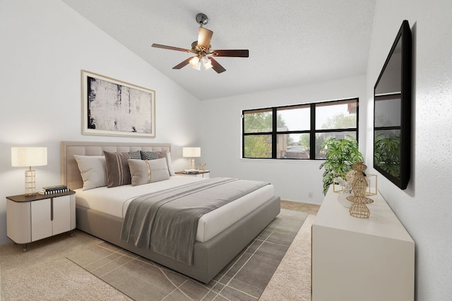 8902 Trone Cir Unit A, Austin, TX 78758 - bedroom with vaulted ceiling, light carpet, and ceiling fan