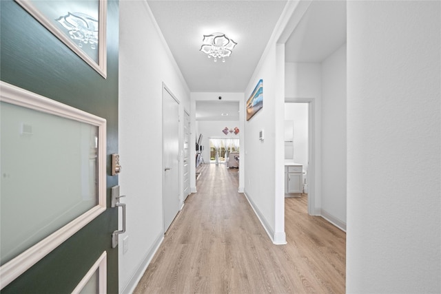 18005 Umberto Dr, Pflugerville, TX 78660 - hallway featuring light wood finished floors and baseboards