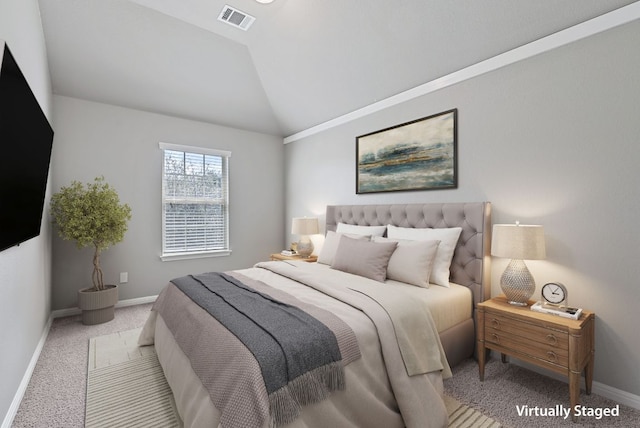 7817 Aria Loop, Austin, TX 78736 - carpeted bedroom featuring vaulted ceiling and baseboards
