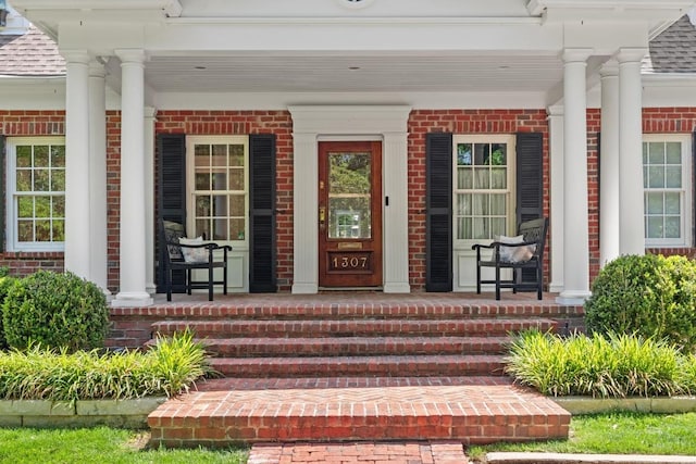 1307 Elton Ln, Austin, TX 78703 - entrance to property featuring covered porch and brick siding