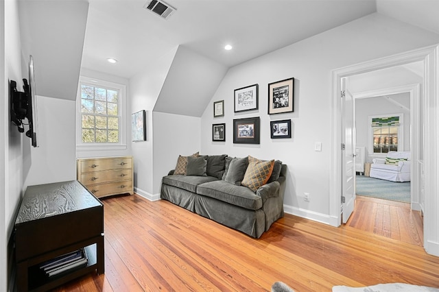 1307 Elton Ln, Austin, TX 78703 - living area featuring lofted ceiling, hardwood / wood-style flooring, and recessed lighting