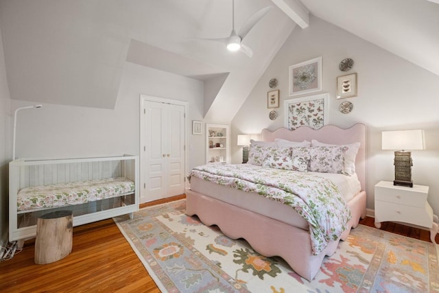 1307 Elton Ln, Austin, TX 78703 - bedroom with wood finished floors, ceiling fan, and a closet