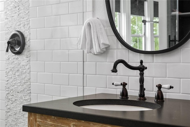 5224 Mccormick Mountain Dr, Austin, TX 78734 - bathroom with tasteful backsplash and vanity