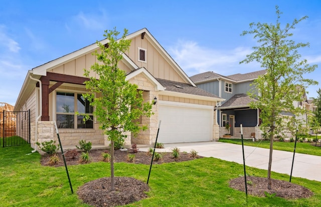 329 Singing Dove Way, Liberty Hill, TX 78642 - craftsman inspired home featuring board and batten siding, driveway, a garage, and stone siding