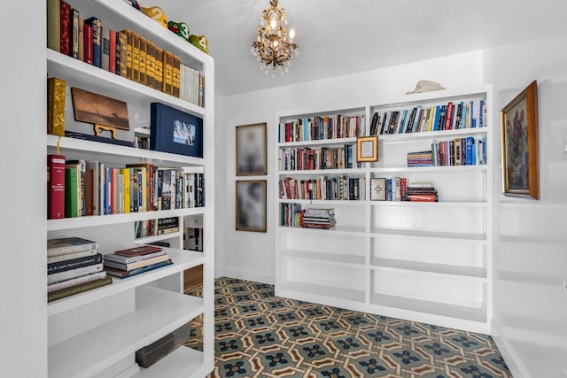 interior space featuring an inviting chandelier