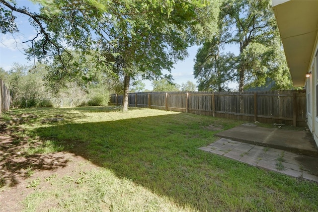 view of yard with a patio and a fenced backyard