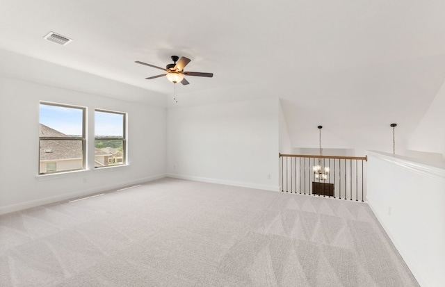 129 Elm View Dr, Georgetown, TX 78628 - spare room with ceiling fan, light carpet, visible vents, and baseboards