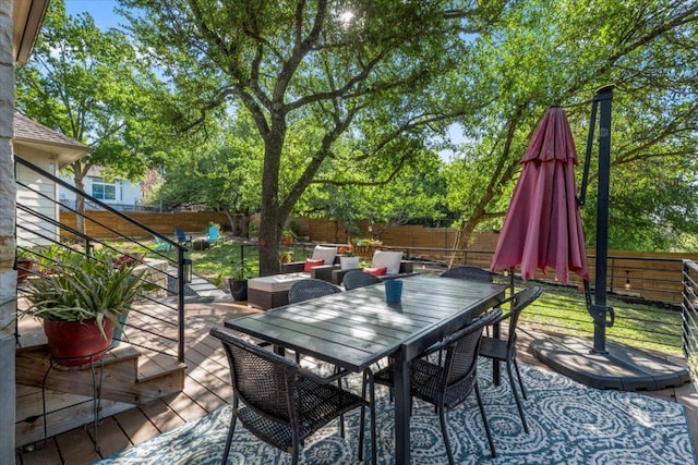5909 Sunset Rdg, Austin, TX 78735 - fenced backyard featuring outdoor dining space