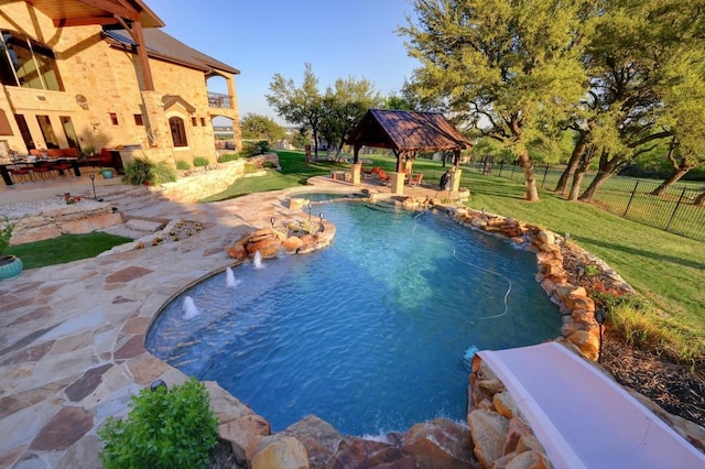 1298 Mystic Pkwy, Spring Branch, TX 78070 - view of pool with a gazebo and a patio area