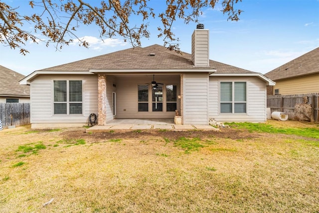 1310 Neuberry Clf, Temple, TX 76502 - back of house featuring a ceiling fan, a patio, a chimney, and a shingled roof