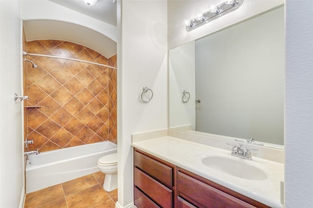 2801 Mirasol Dr, Round Rock, TX 78681 - full bathroom featuring toilet,  shower combination, vanity, and tile patterned floors