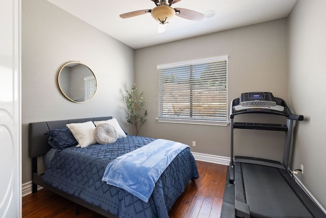 1306 High Lonesome, Leander, TX 78641 - bedroom featuring baseboards, dark wood-style floors, and ceiling fan