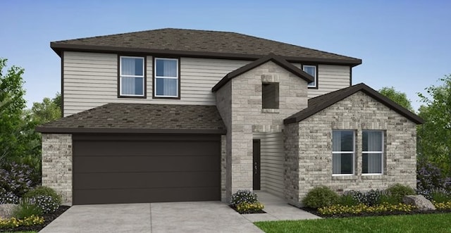 12402 Purple Prairie Ln, Buda, TX 78610 - traditional-style house with an attached garage, driveway, and a shingled roof