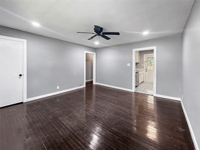 1026 Haynes St Unit 28, San Marcos, TX 78666 - spare room featuring a ceiling fan, wood-type flooring, and recessed lighting