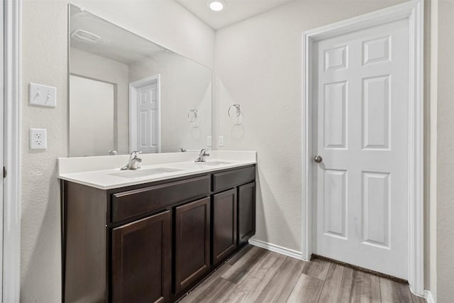 8516 Cantera Ridge Rd, Temple, TX 76502 - full bath with double vanity, wood finished floors, and baseboards