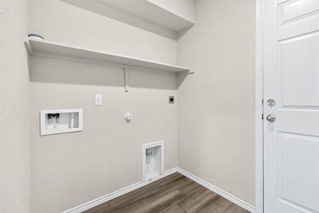8516 Cantera Ridge Rd, Temple, TX 76502 - washroom with hookup for an electric dryer, hookup for a washing machine, dark wood-style flooring, and hookup for a gas dryer