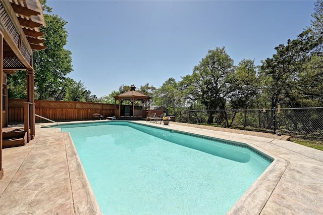 11446 Rustic Rock Dr, Austin, TX 78750 - view of pool with a gazebo, a fenced backyard, and a patio area
