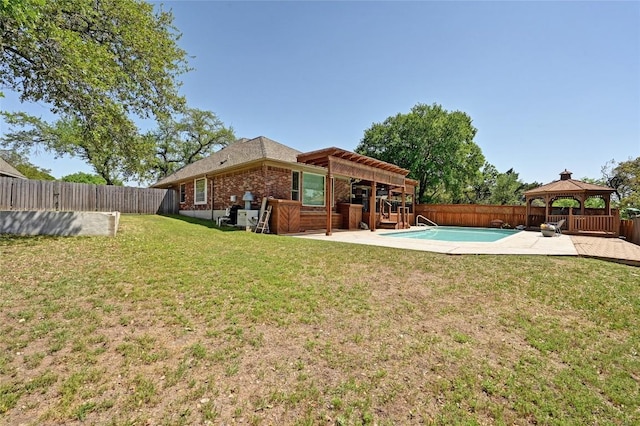 11446 Rustic Rock Dr, Austin, TX 78750 - fenced backyard with a gazebo and a patio