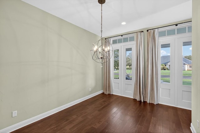 104 Double Cir, Burnet, TX 78611 - entrance foyer with a chandelier, dark wood-type flooring, and recessed lighting